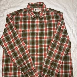 Pact Men’s Organic Cotton Flannel Shirt Size XL Green Plaid Long Sleeve, Outdoor